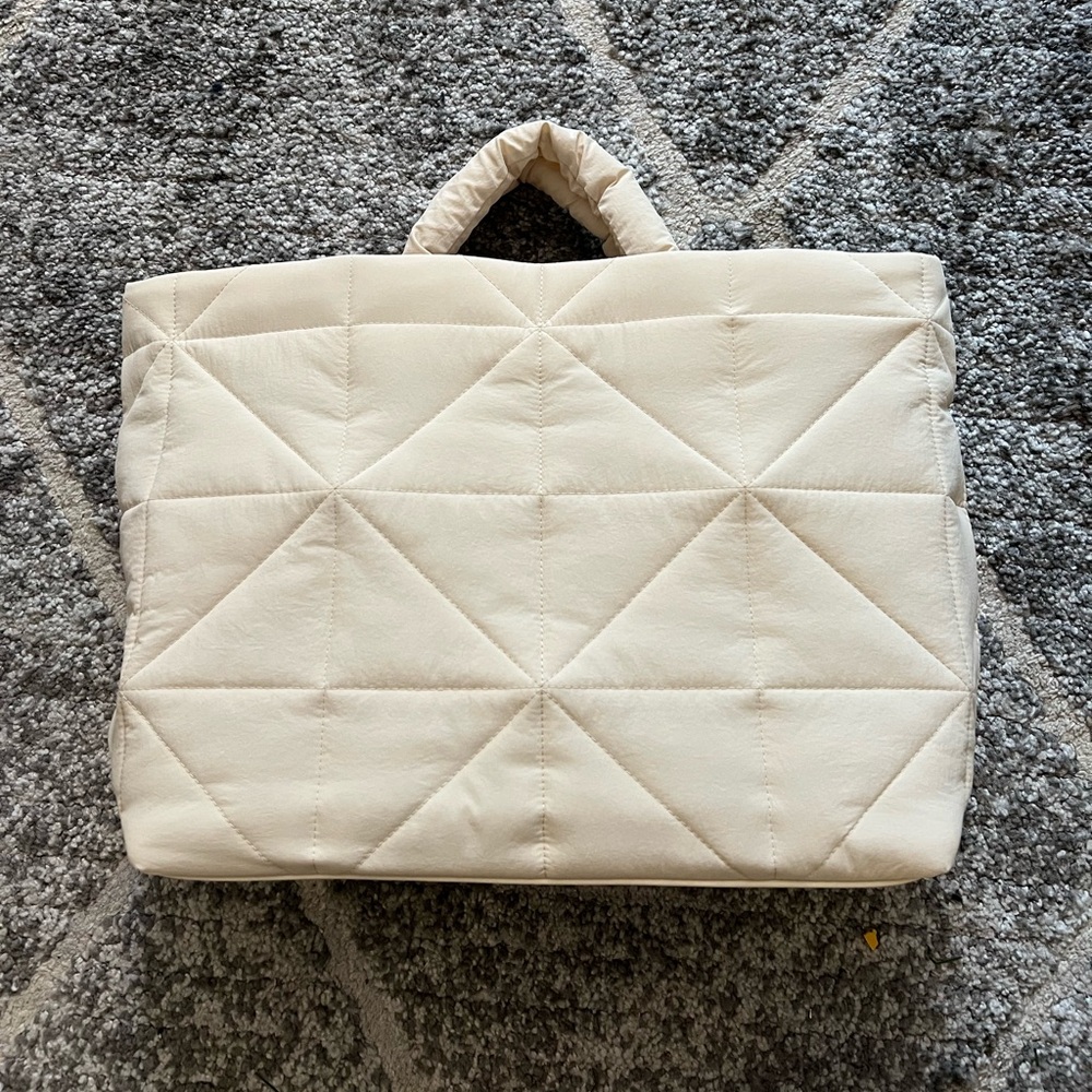 Ivory Puffer Quilted Tote - a new day